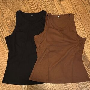 Black and Brown Tank Tops with built in bra - Both New